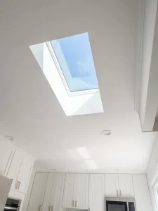 Modern skylight installation with natural light in kitchen ceiling